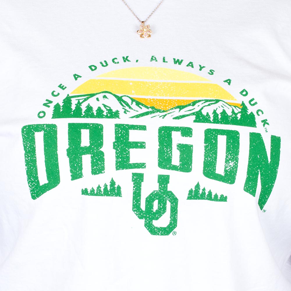 Interlocking UO, Blue 84, White, Crew Neck, Cotton, Men, Unisex, Mountain scene, T-Shirt, 934623
